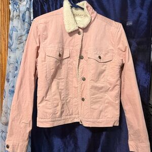Women's Pink Sherpa-Lined Jean Jacket